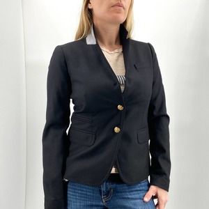 J. Crew Black Schoolboy Wool Blazer Coat Jacket Size 2